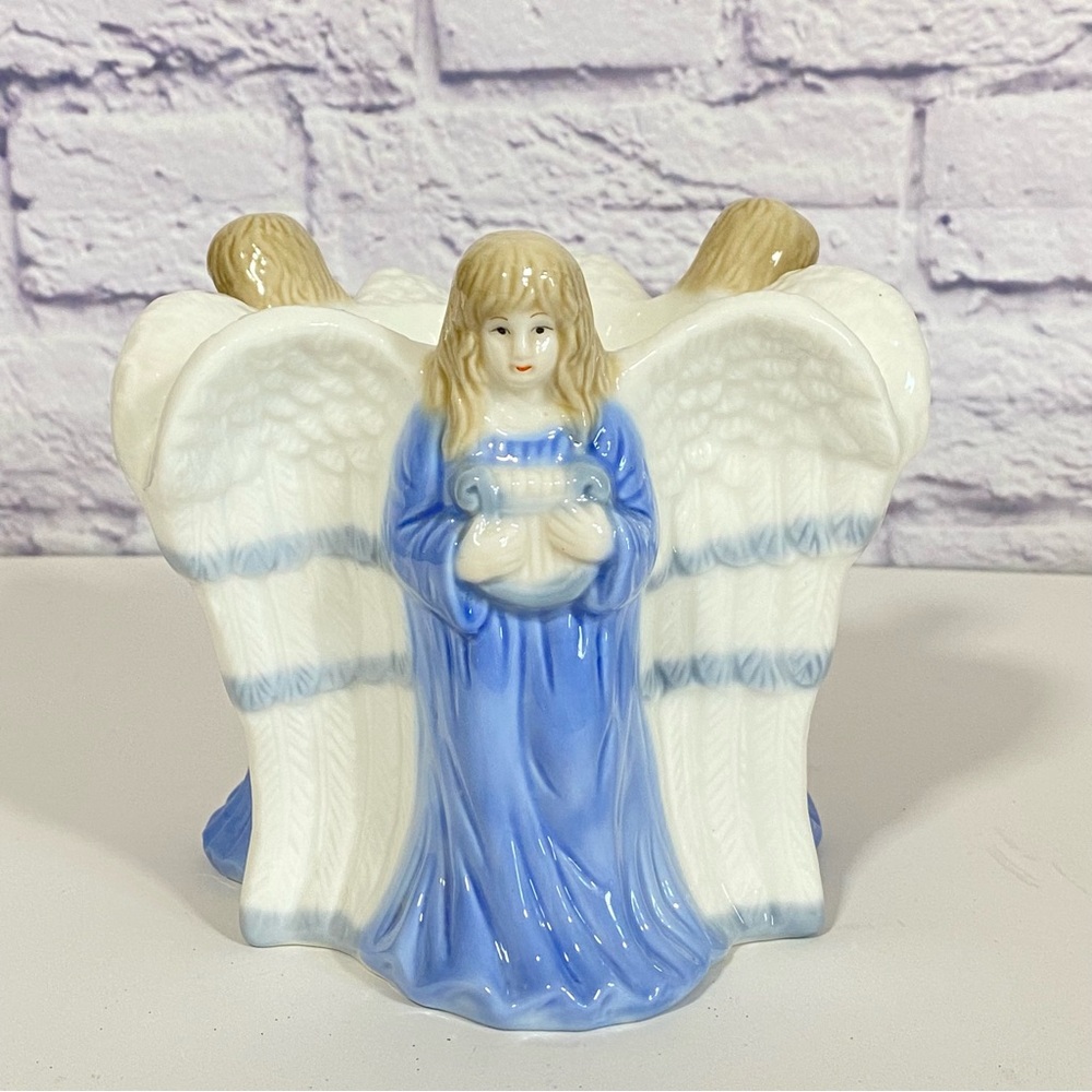 Triple Angel Pillar Candle Holder
